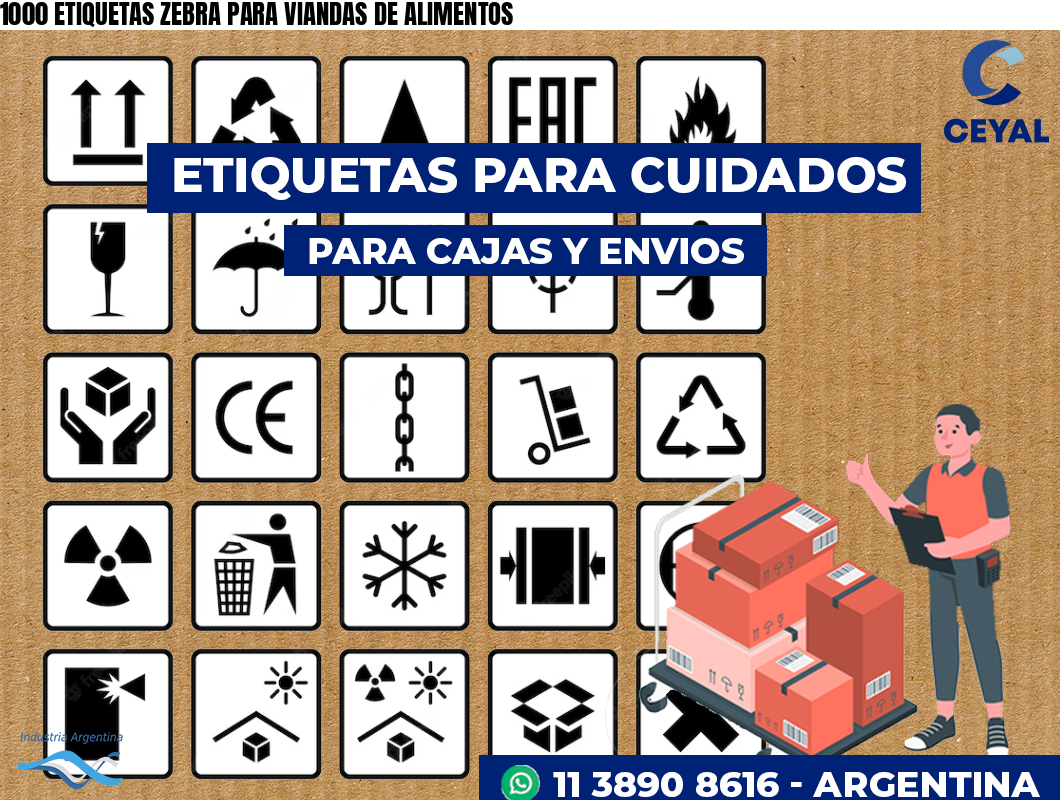 1000 ETIQUETAS ZEBRA PARA VIANDAS DE ALIMENTOS