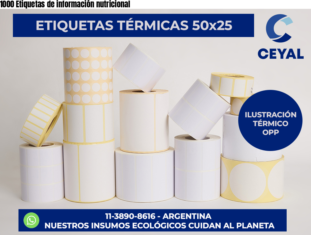 1000 Etiquetas de información nutricional