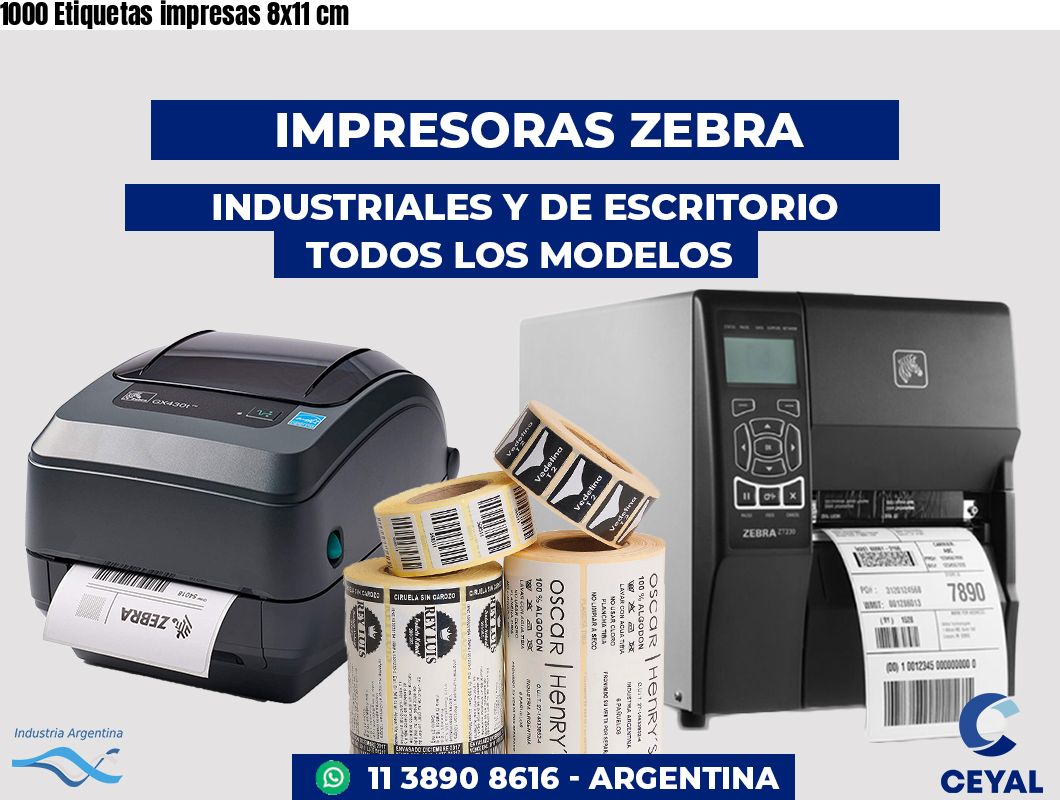 1000 Etiquetas impresas 8x11 cm