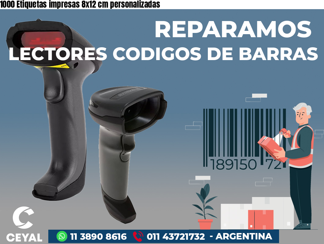 1000 Etiquetas impresas 8x12 cm personalizadas