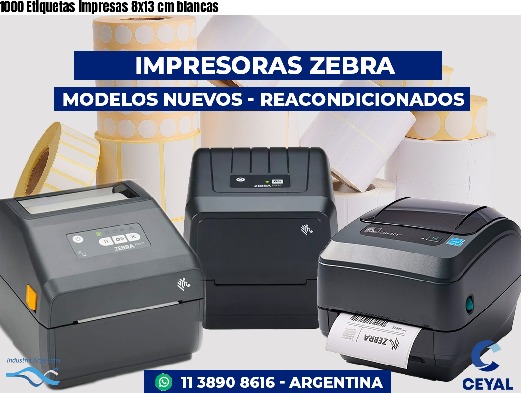 1000 Etiquetas impresas 8x13 cm blancas