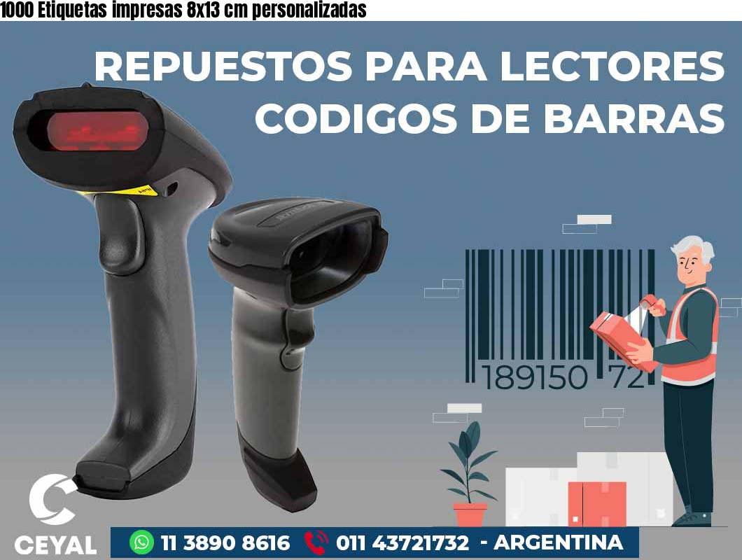 1000 Etiquetas impresas 8x13 cm personalizadas