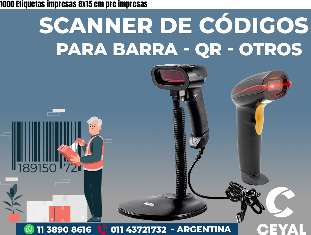 1000 Etiquetas impresas 8x15 cm pre impresas