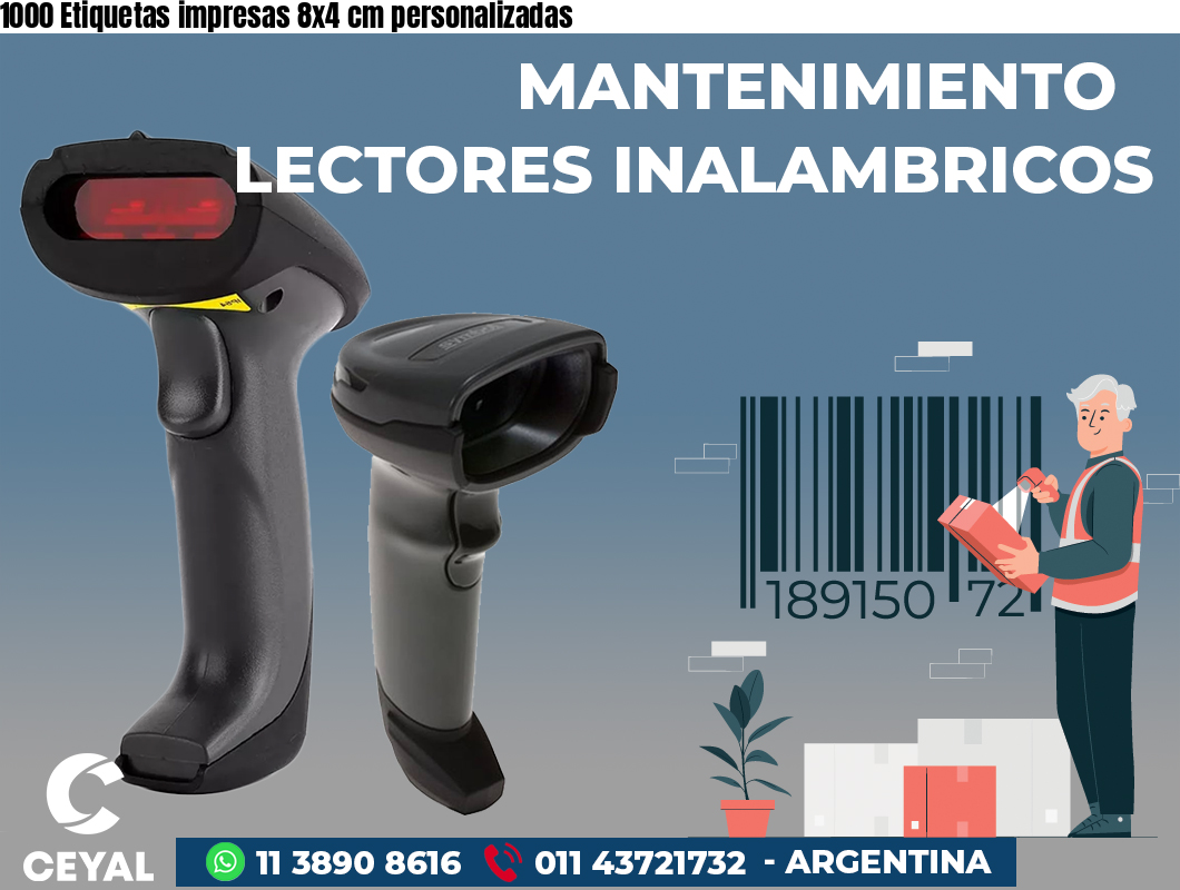 1000 Etiquetas impresas 8x4 cm personalizadas
