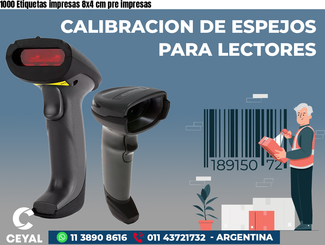 1000 Etiquetas impresas 8x4 cm pre impresas
