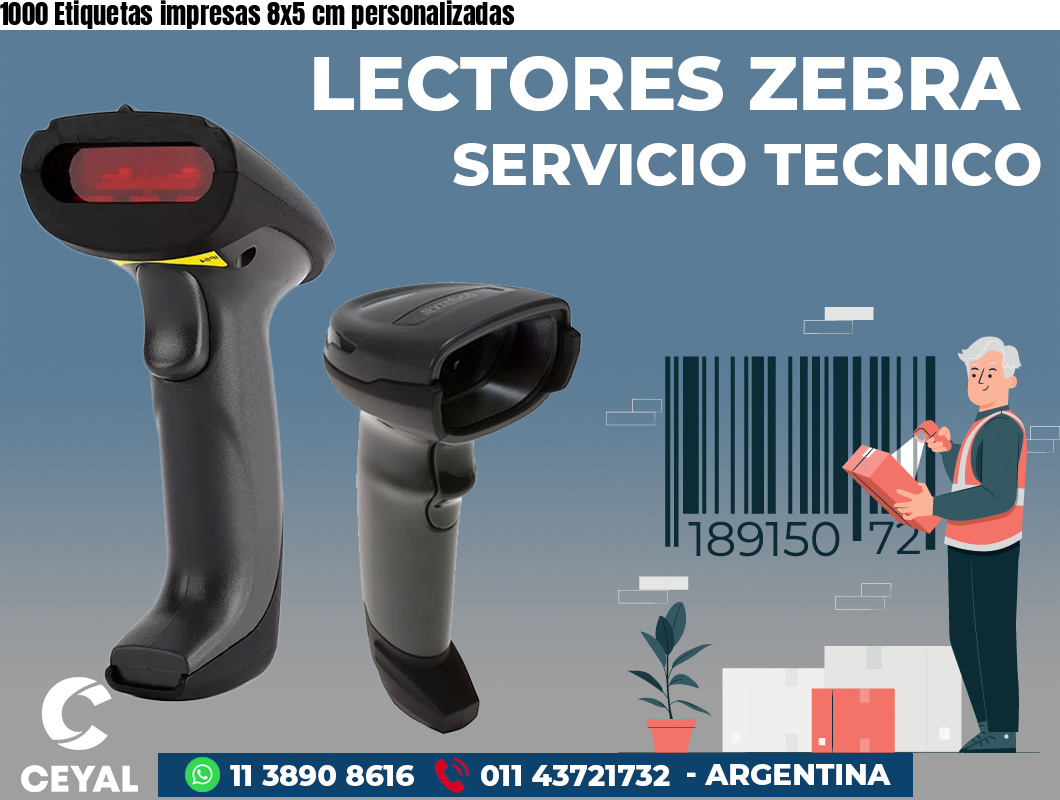 1000 Etiquetas impresas 8x5 cm personalizadas