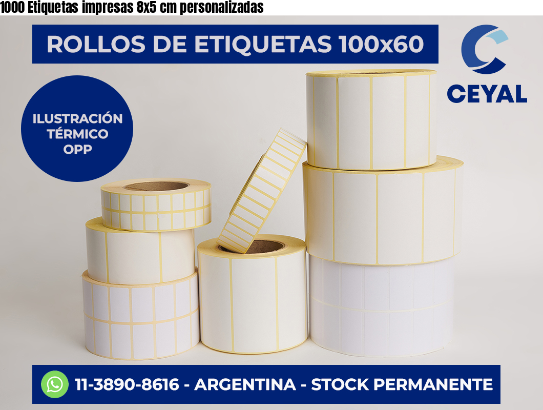 1000 Etiquetas impresas 8×5 cm personalizadas