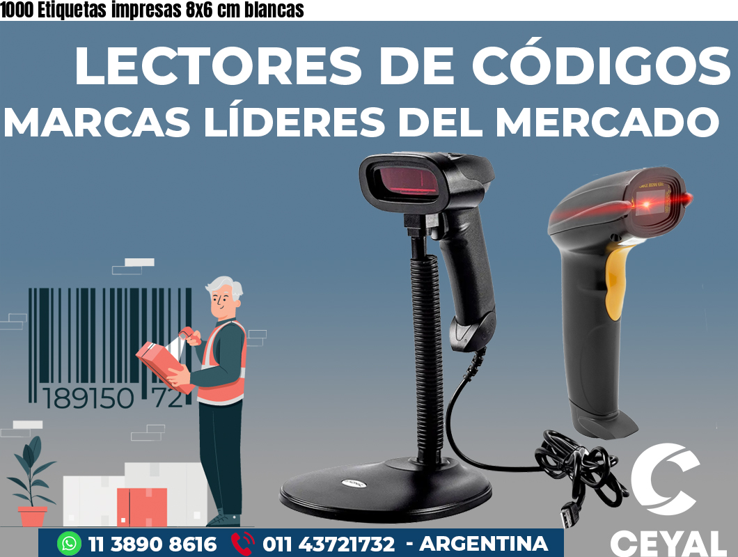 1000 Etiquetas impresas 8x6 cm blancas
