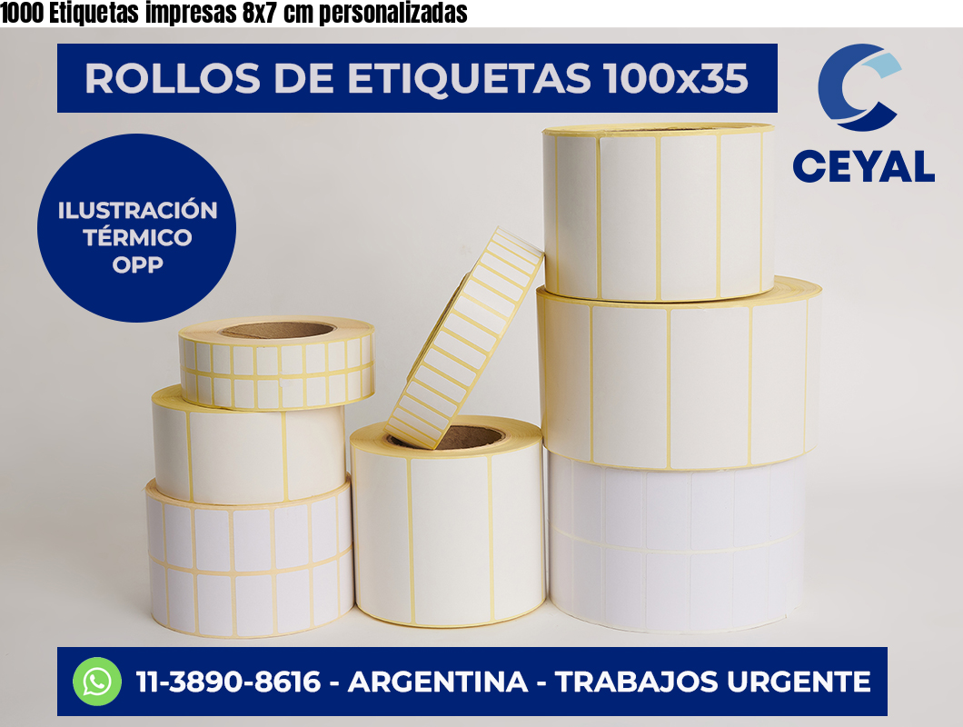 1000 Etiquetas impresas 8×7 cm personalizadas