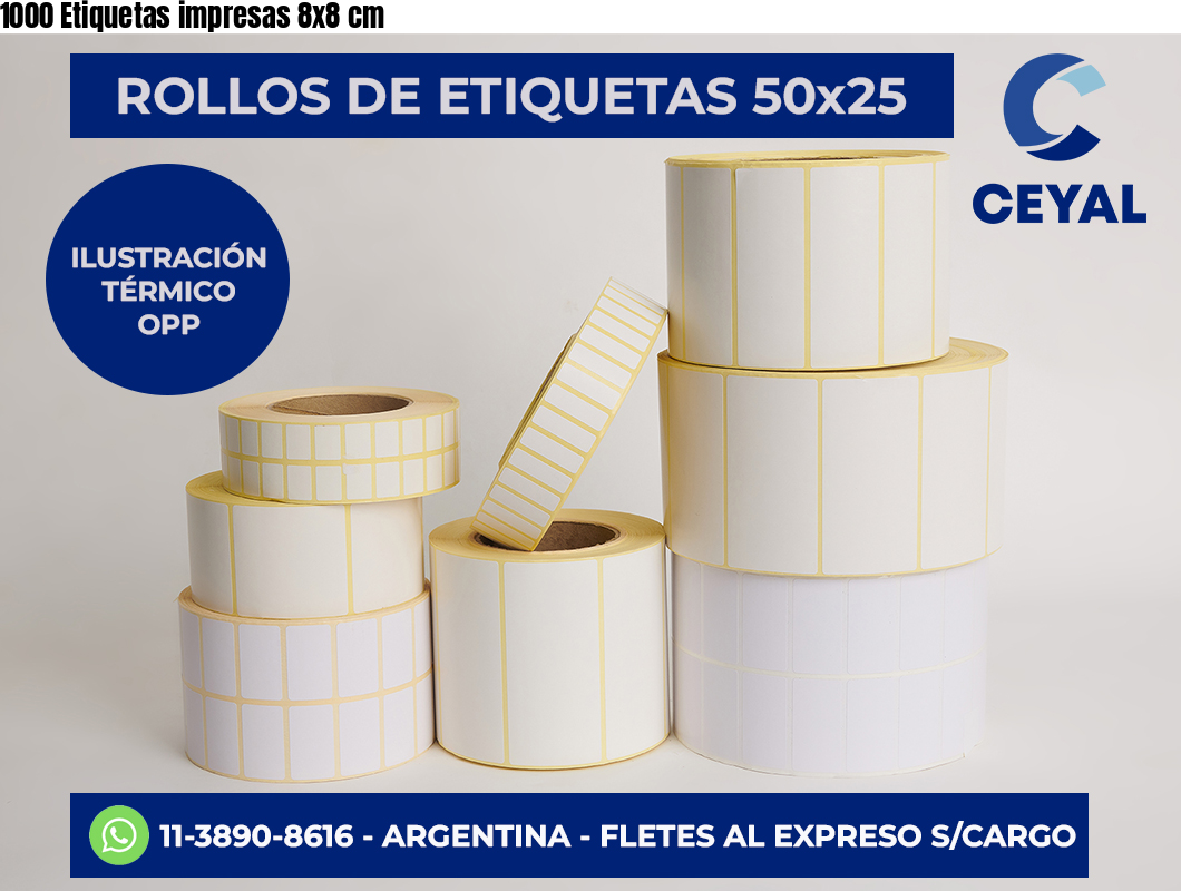 1000 Etiquetas impresas 8×8 cm