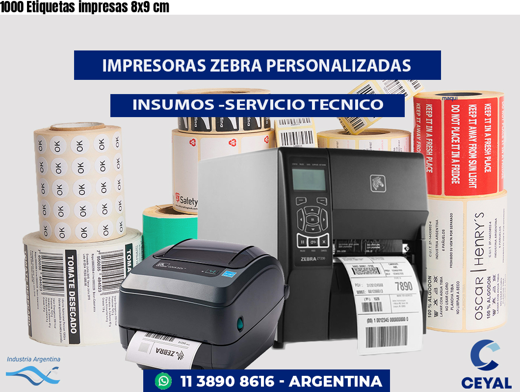1000 Etiquetas impresas 8x9 cm