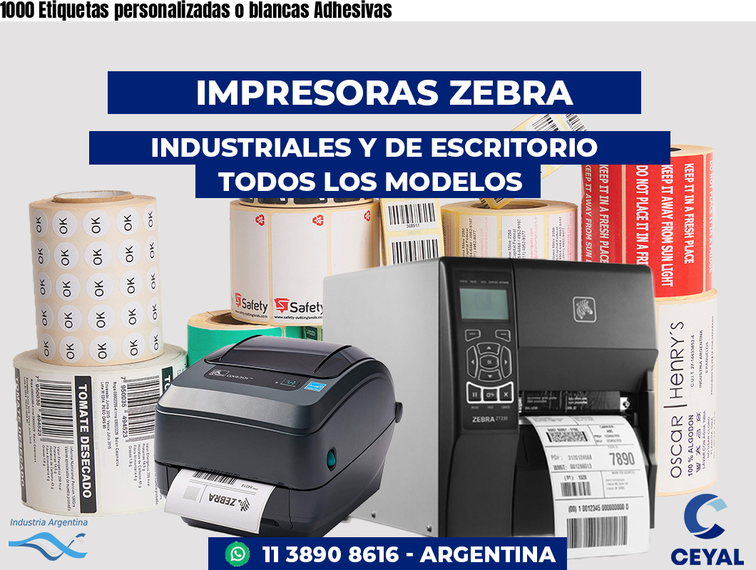 1000 Etiquetas personalizadas o blancas Adhesivas
