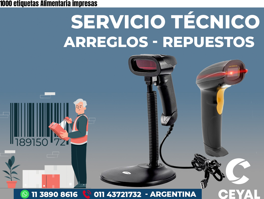 1000 etiquetas Alimentaria impresas