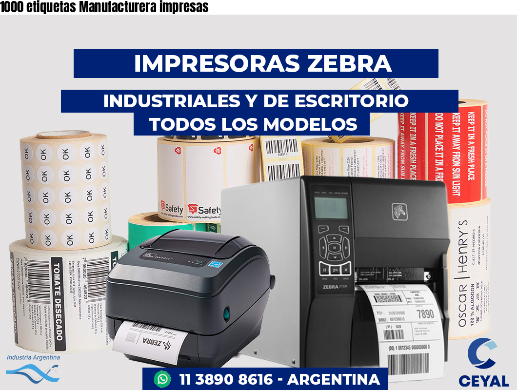 1000 etiquetas Manufacturera impresas