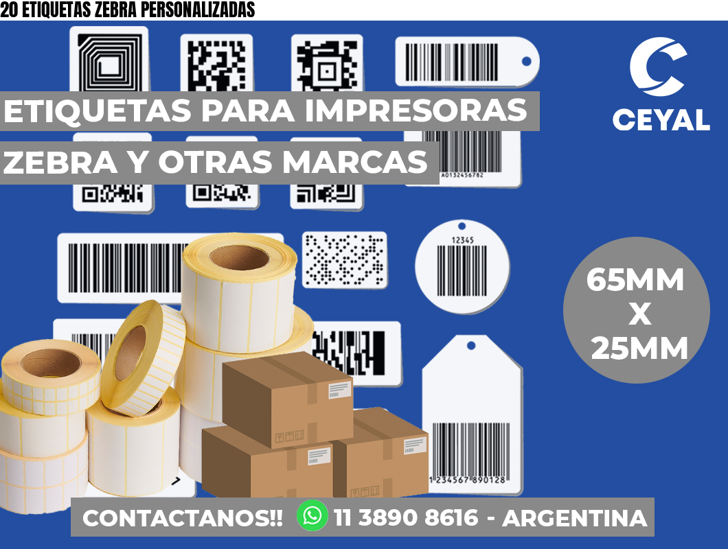 20 ETIQUETAS ZEBRA PERSONALIZADAS