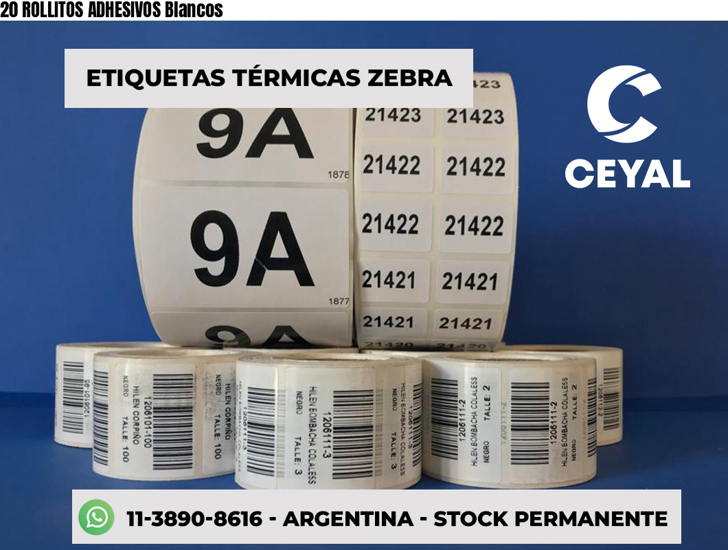 20 ROLLITOS ADHESIVOS Blancos