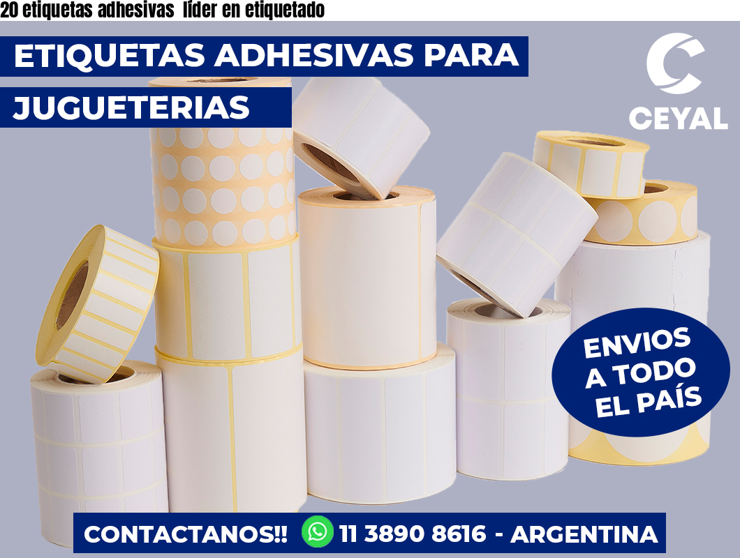 20 etiquetas adhesivas  líder en etiquetado