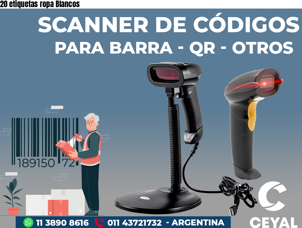 20 etiquetas ropa Blancos