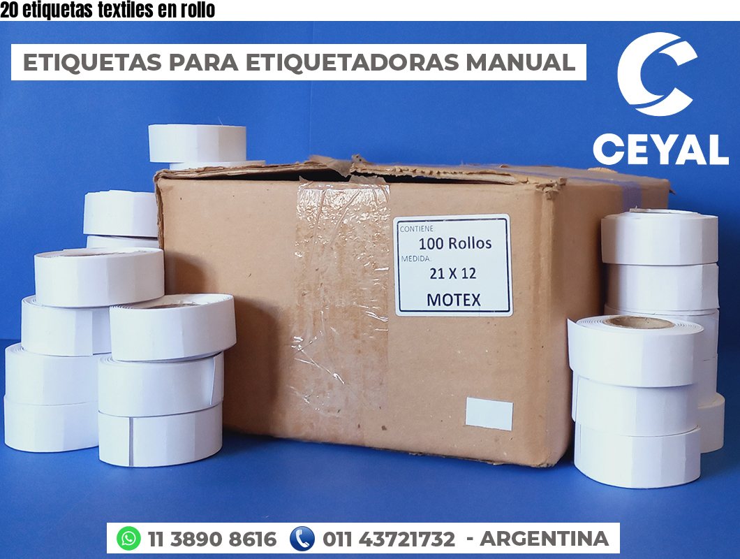 20 etiquetas textiles en rollo