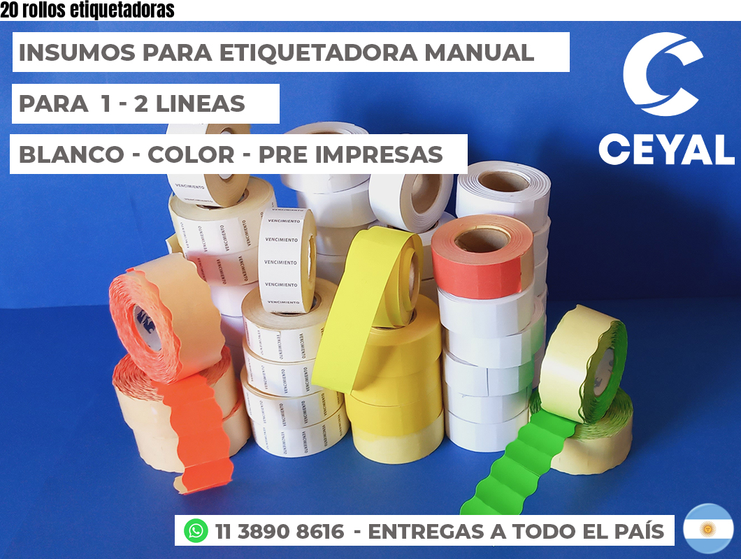 20 rollos etiquetadoras
