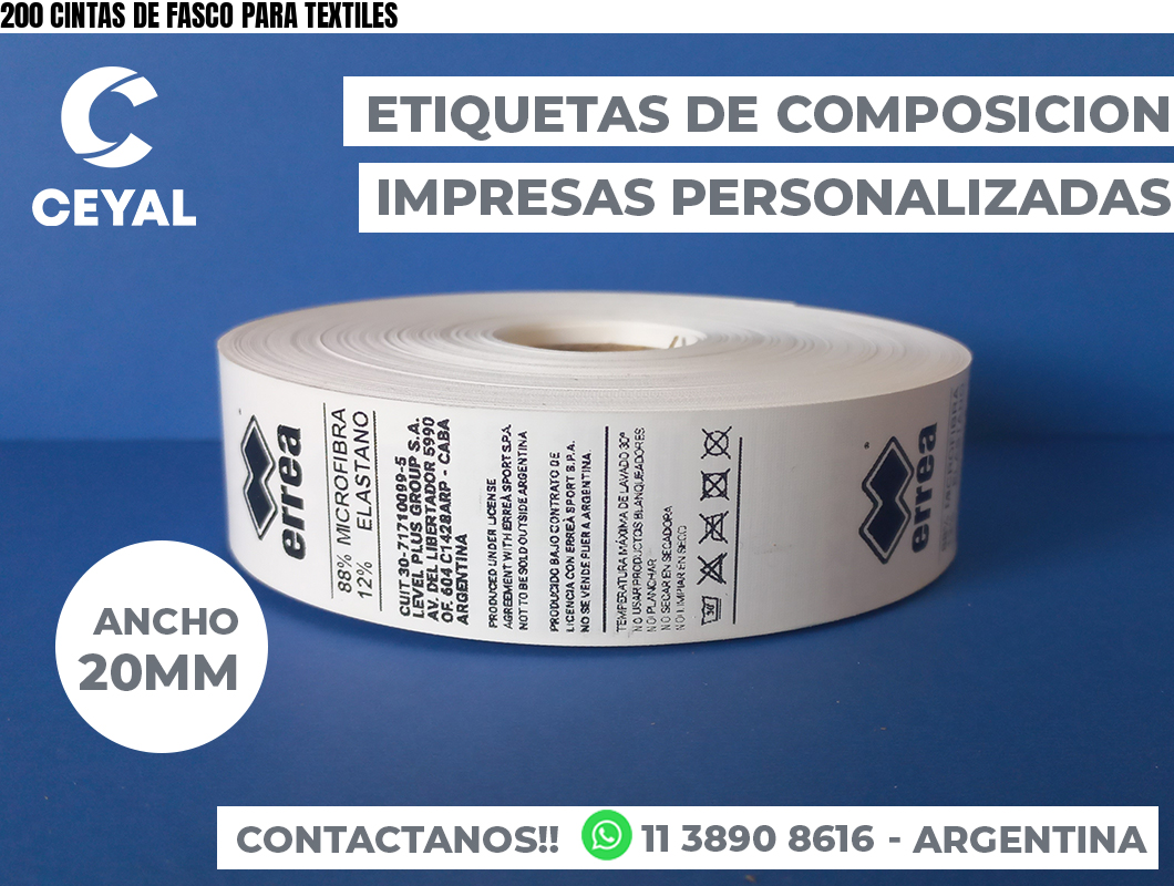 200 CINTAS DE FASCO PARA TEXTILES