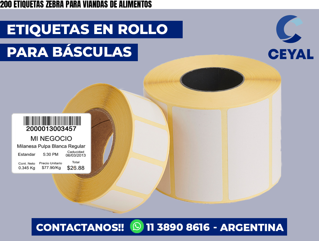 200 ETIQUETAS ZEBRA PARA VIANDAS DE ALIMENTOS