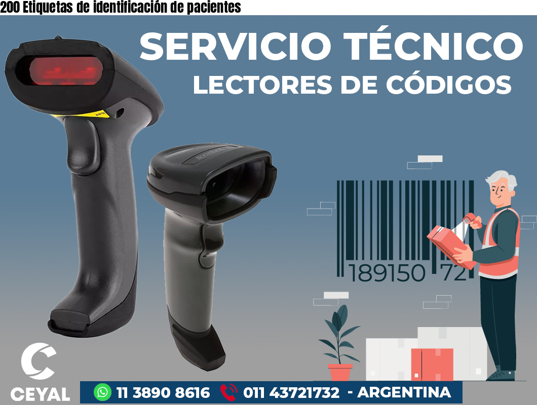 200 Etiquetas de identificación de pacientes