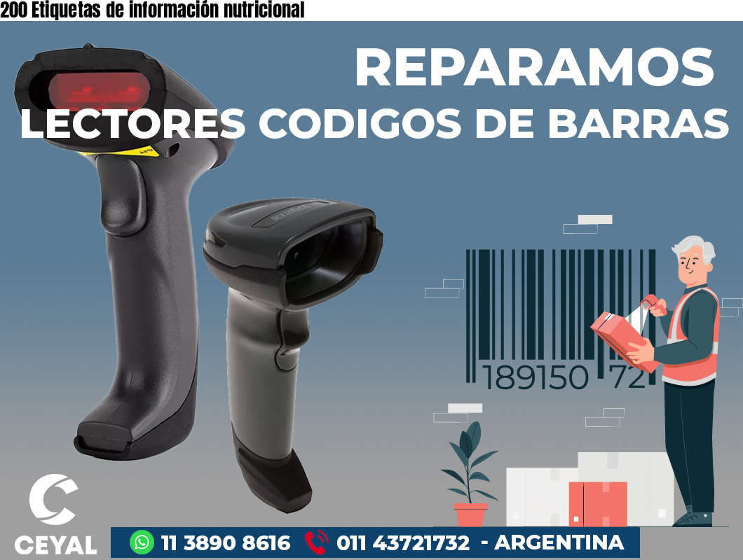 200 Etiquetas de información nutricional