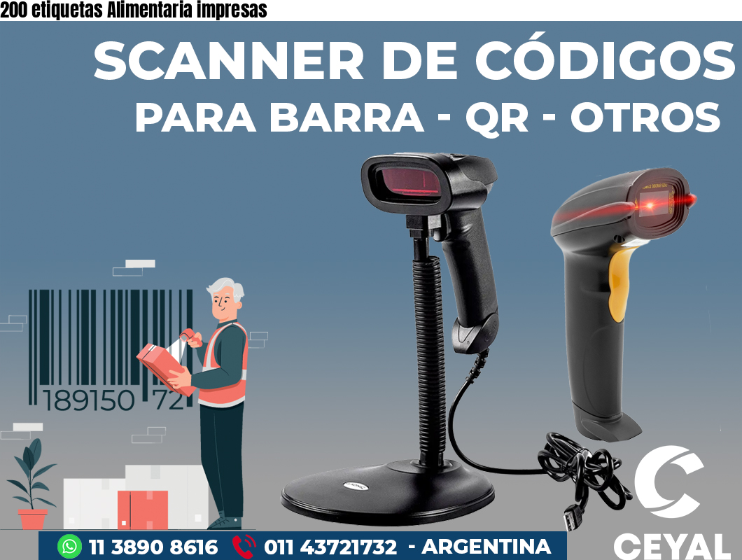 200 etiquetas Alimentaria impresas