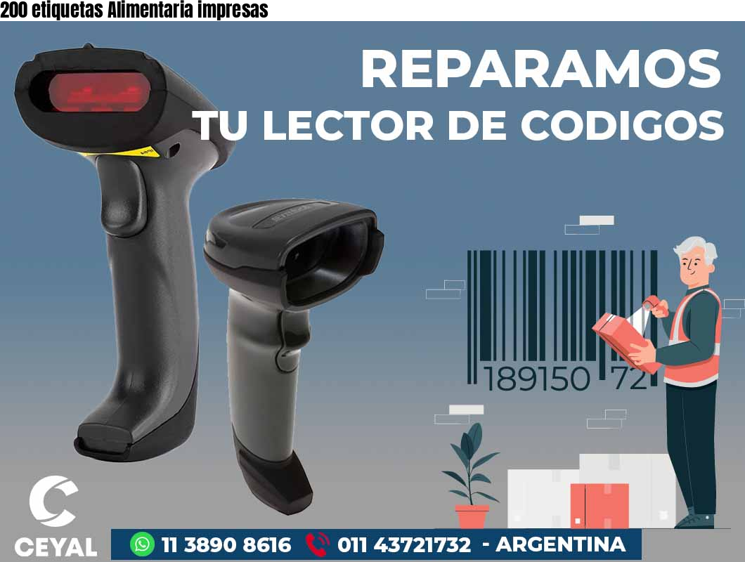 200 etiquetas Alimentaria impresas