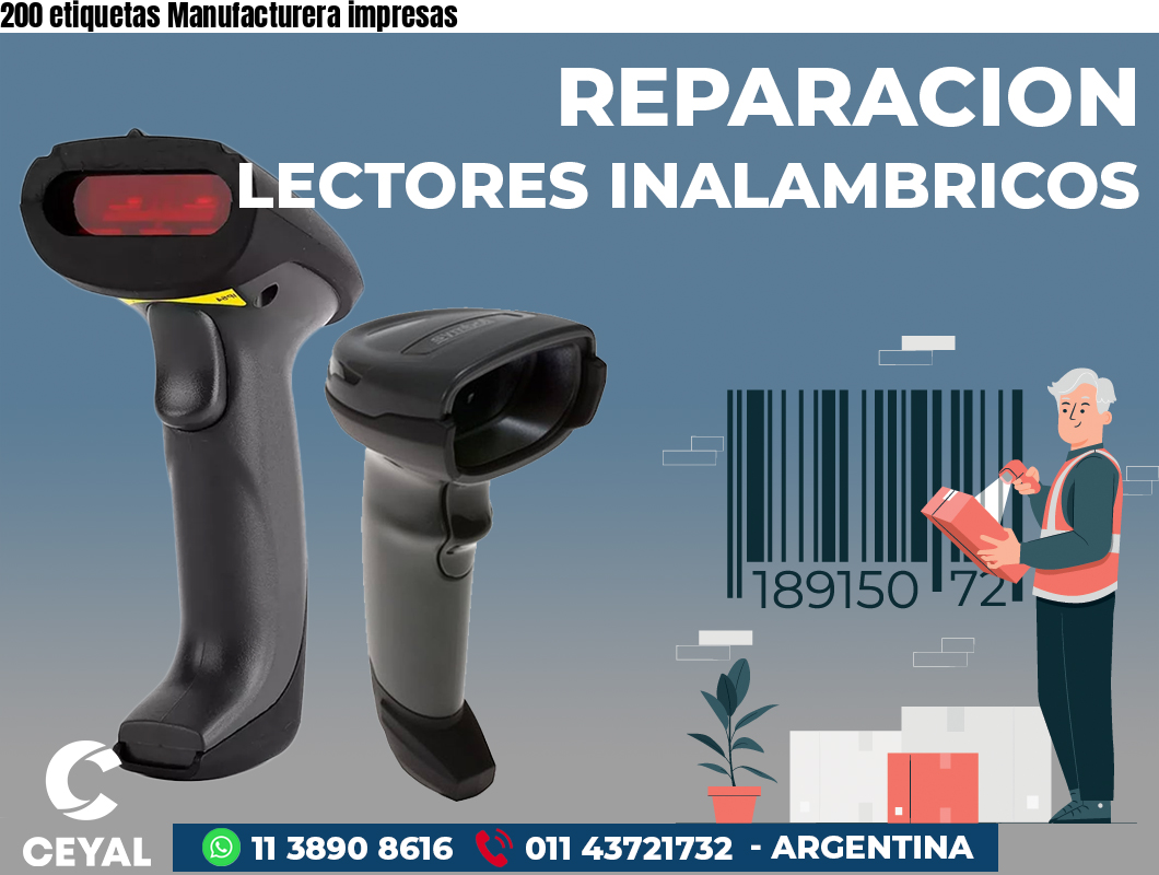 200 etiquetas Manufacturera impresas