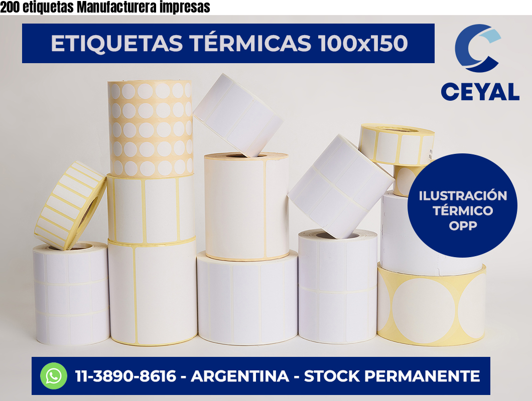 200 etiquetas Manufacturera impresas