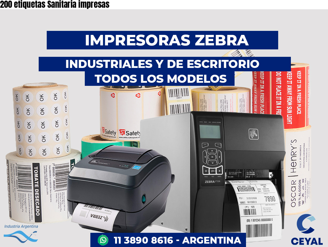 200 etiquetas Sanitaria impresas