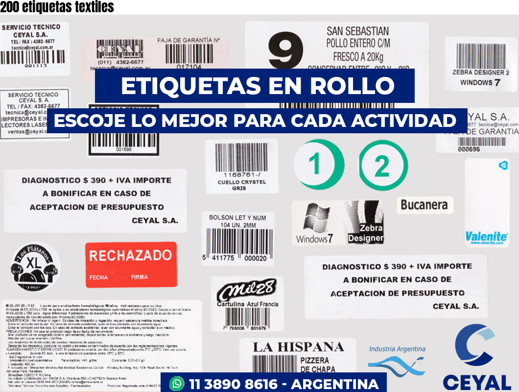 200 etiquetas textiles