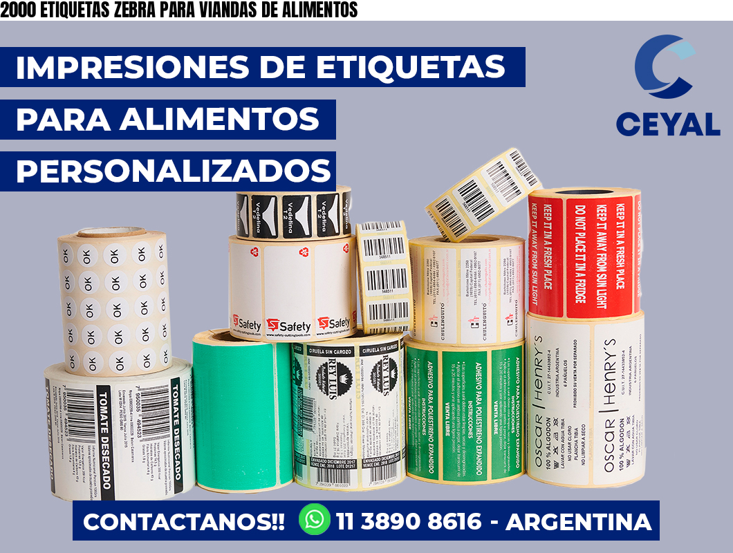 2000 ETIQUETAS ZEBRA PARA VIANDAS DE ALIMENTOS
