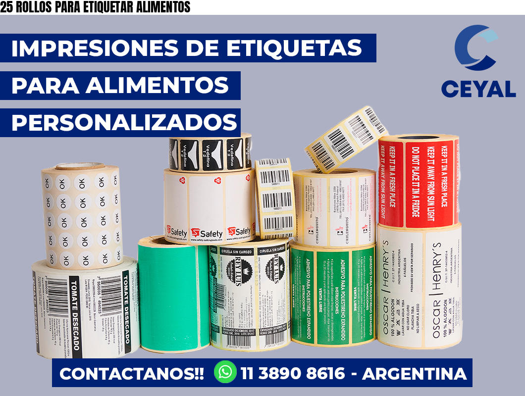 25 ROLLOS PARA ETIQUETAR ALIMENTOS