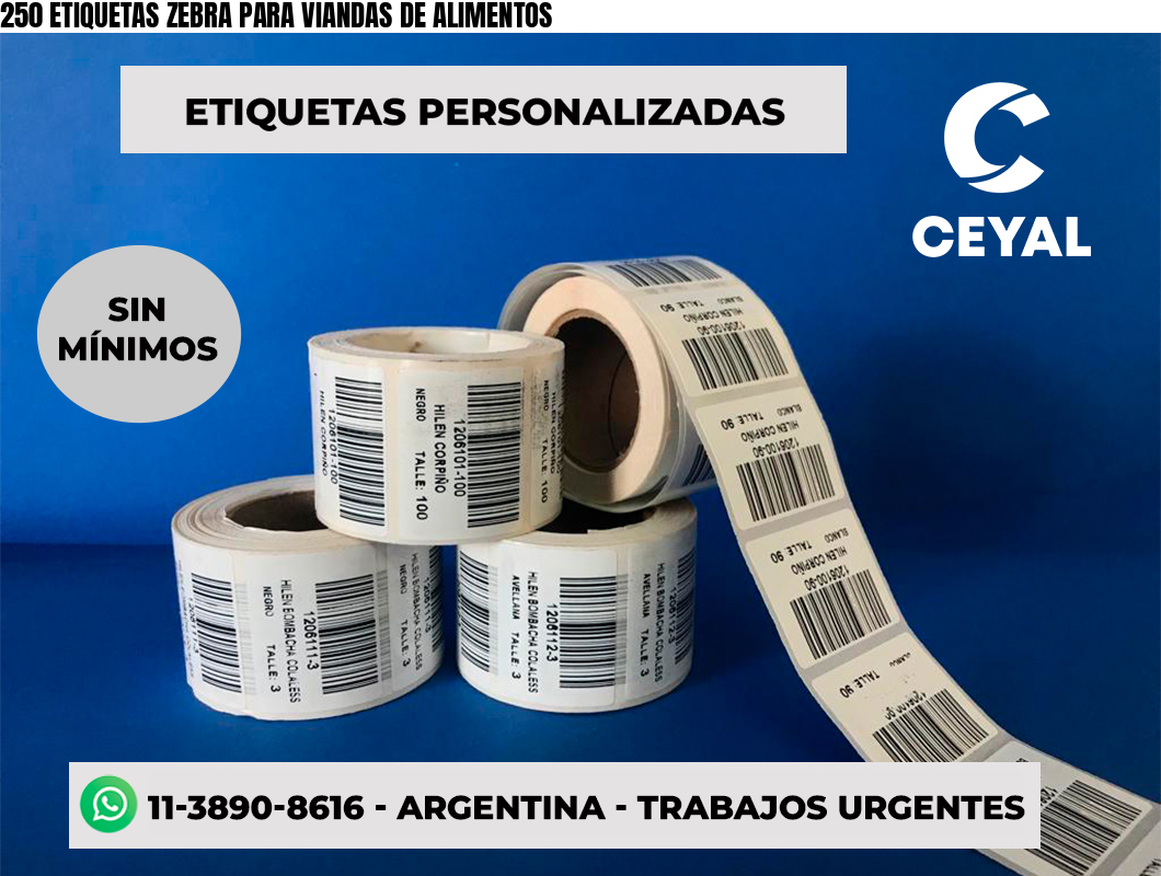 250 ETIQUETAS ZEBRA PARA VIANDAS DE ALIMENTOS