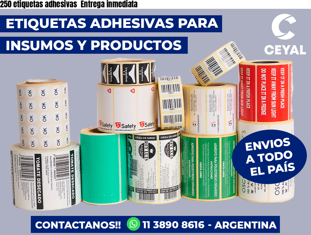 250 etiquetas adhesivas  Entrega inmediata