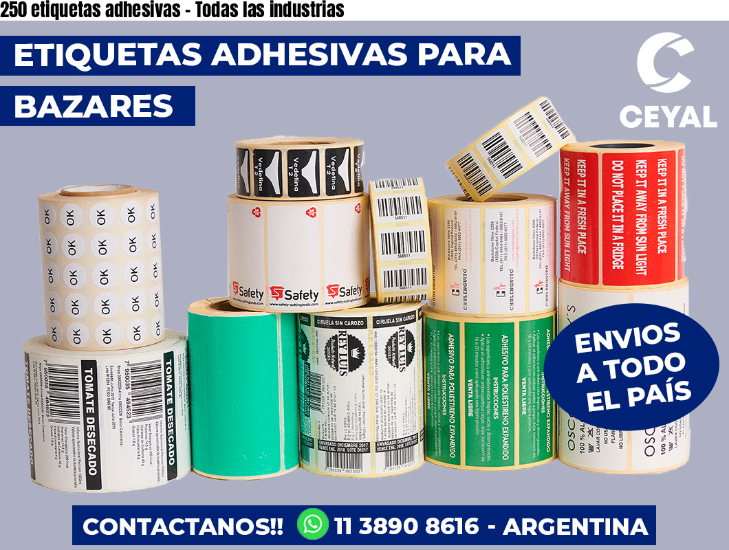 250 etiquetas adhesivas - Todas las industrias
