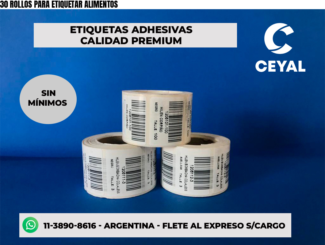 30 ROLLOS PARA ETIQUETAR ALIMENTOS