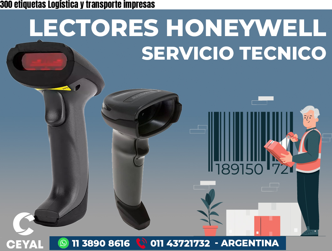300 etiquetas Logística y transporte impresas