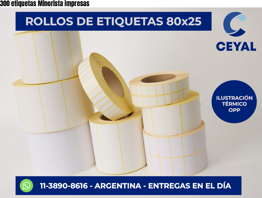 300 etiquetas Minorista impresas