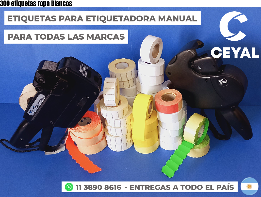 300 etiquetas ropa Blancos