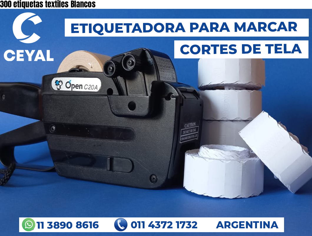 300 etiquetas textiles Blancos