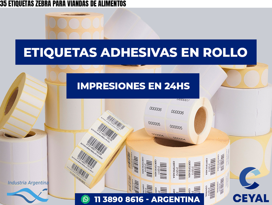 35 ETIQUETAS ZEBRA PARA VIANDAS DE ALIMENTOS