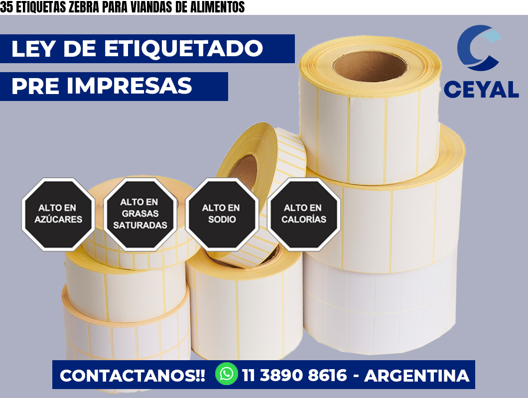 35 ETIQUETAS ZEBRA PARA VIANDAS DE ALIMENTOS