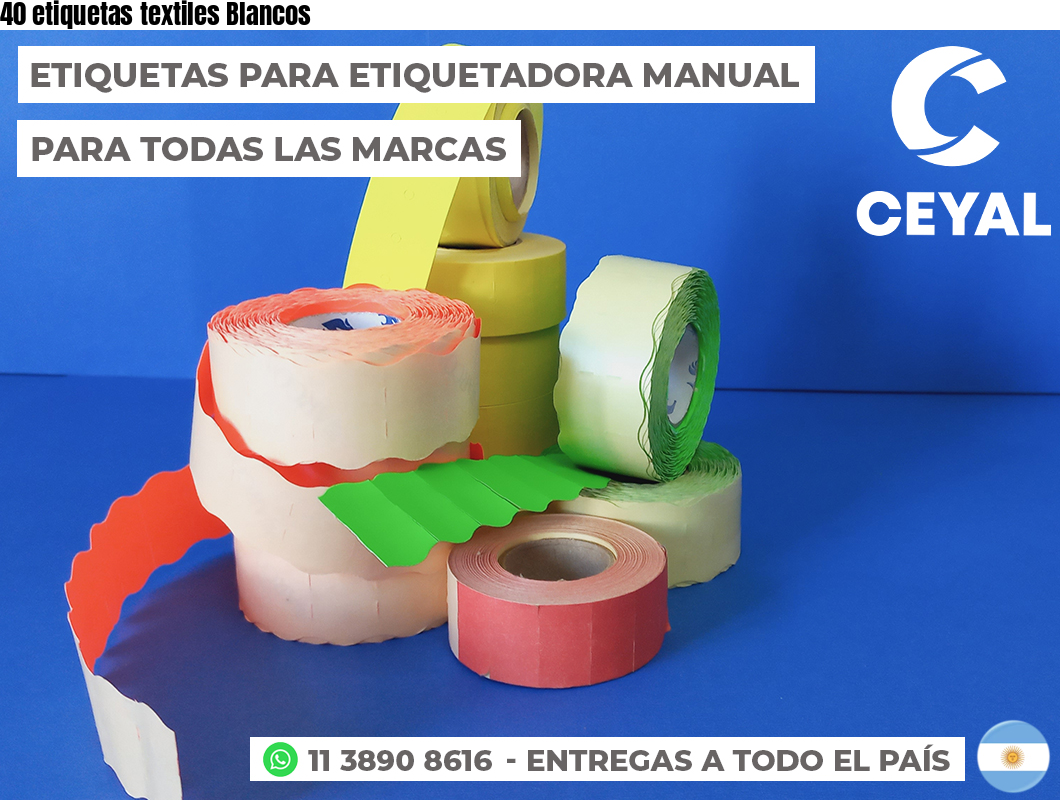 40 etiquetas textiles Blancos