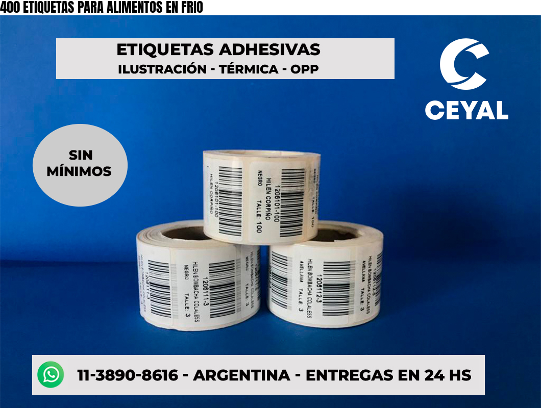 400 ETIQUETAS PARA ALIMENTOS EN FRIO