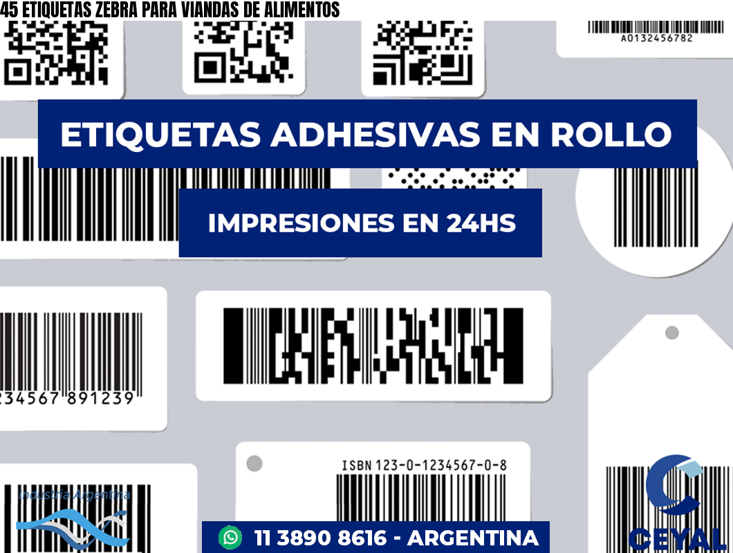 45 ETIQUETAS ZEBRA PARA VIANDAS DE ALIMENTOS