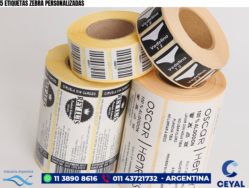 5 ETIQUETAS ZEBRA PERSONALIZADAS